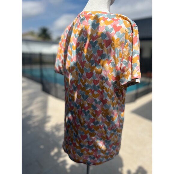 The Company Store women’s casual heart-graphic print multicolor tee shirt LARGE - Picture 4 of 7